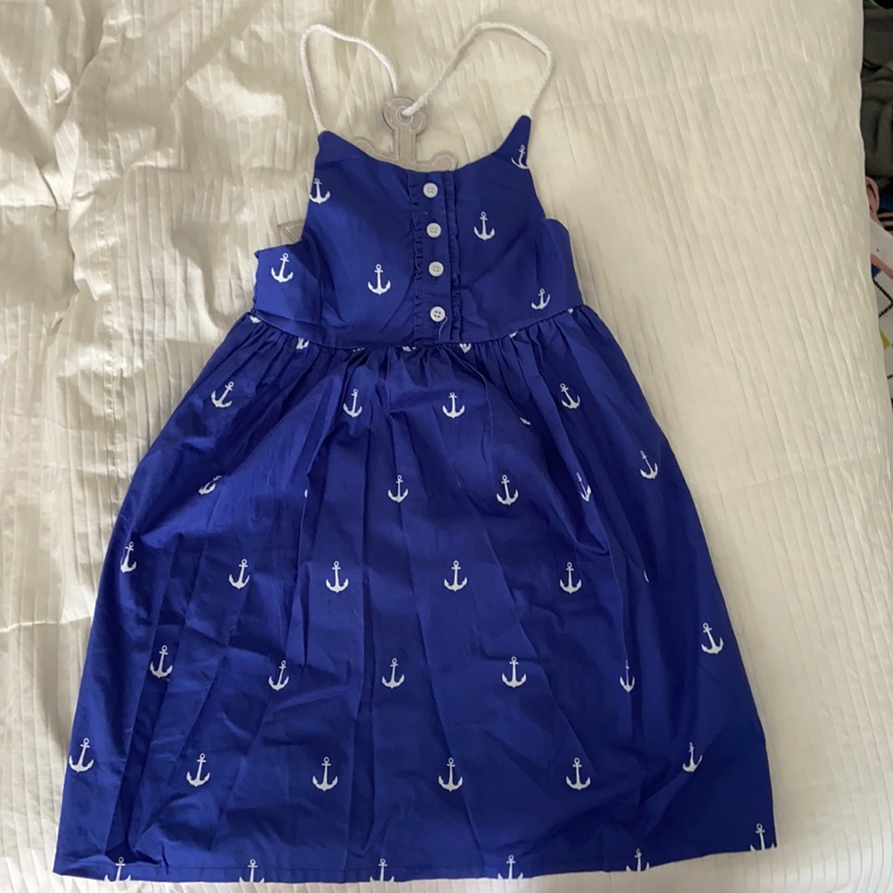 Navy blue nautical halter dress for toddler New